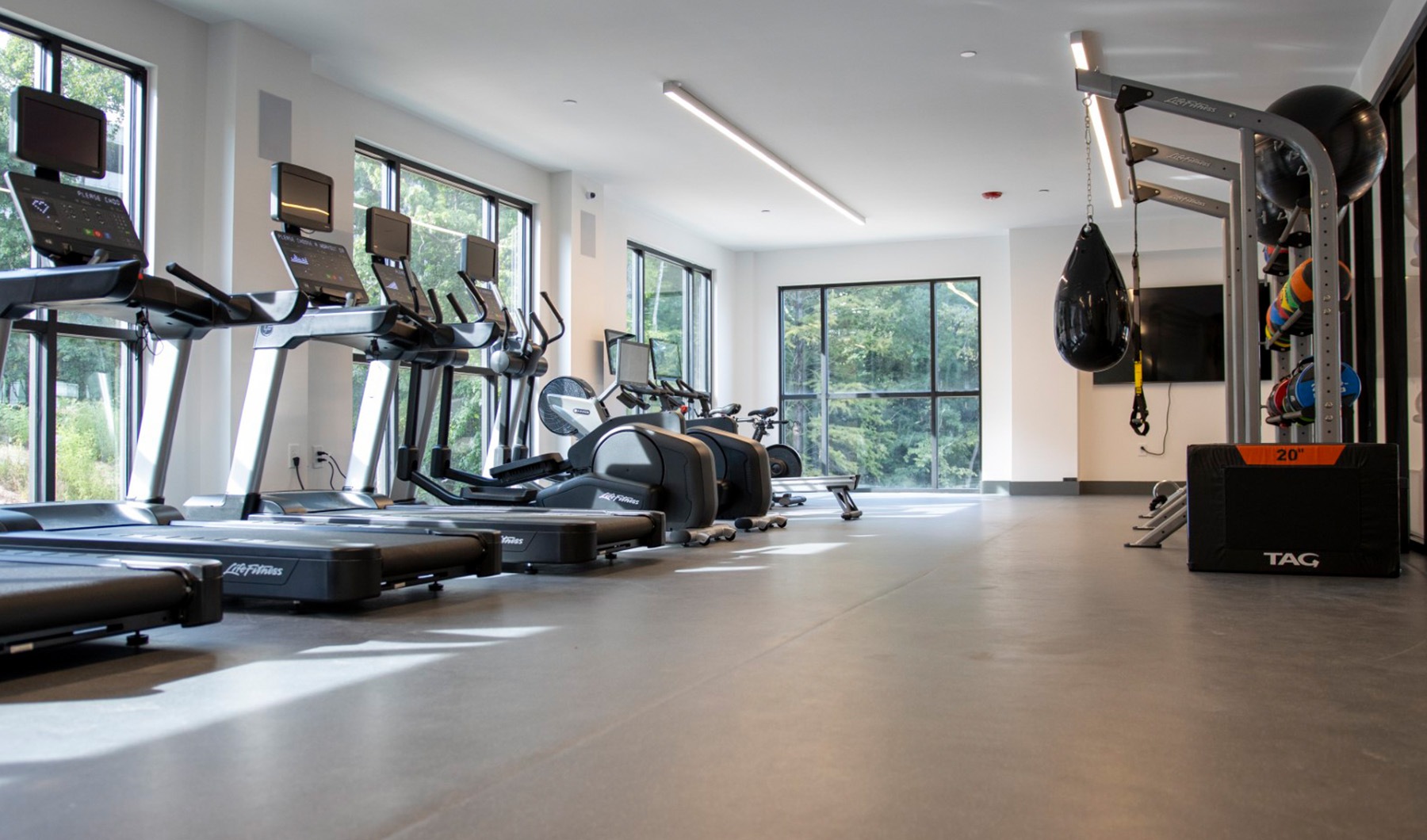 Cutting-edge amenities at your fingertips fitness center with treadmills